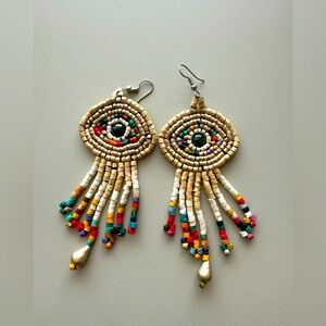 Handmade Beaded Evil Eye Earrings from Guatamala